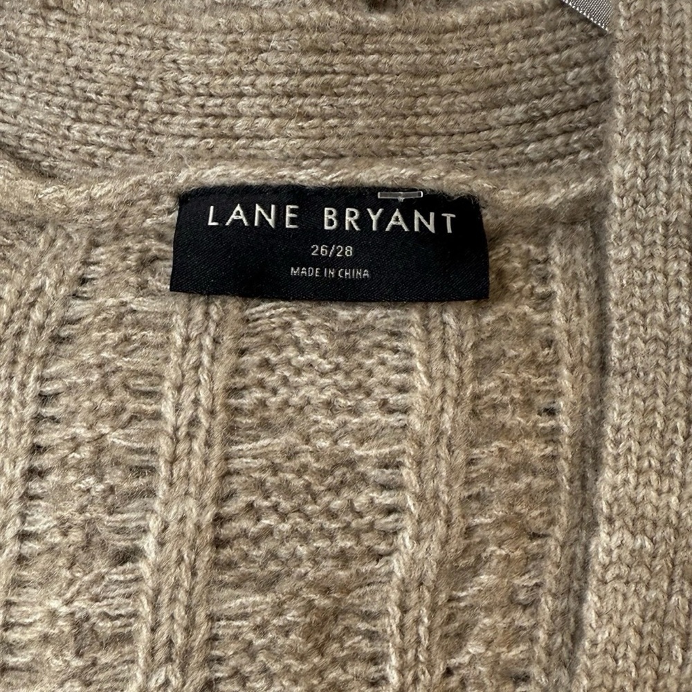 ❌SOLD❌ Lane Bryant Cardigan Sweater Button Size 26-28 Tan Brown Cozy Cable Knit - Picture 4 of 8